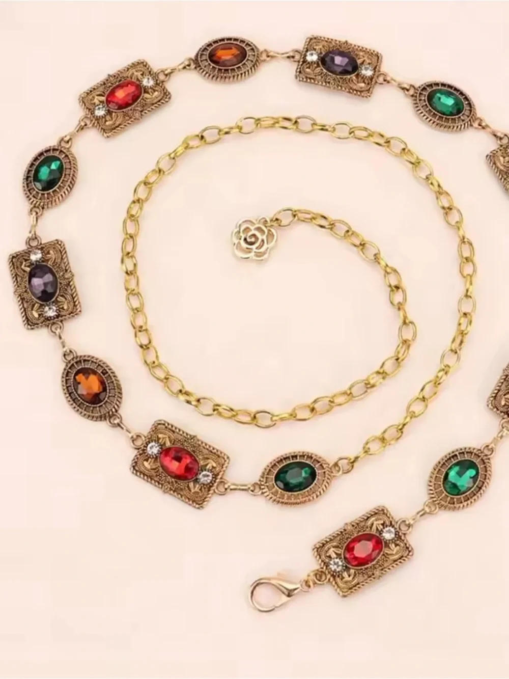 Gold Multistone Chain Belt